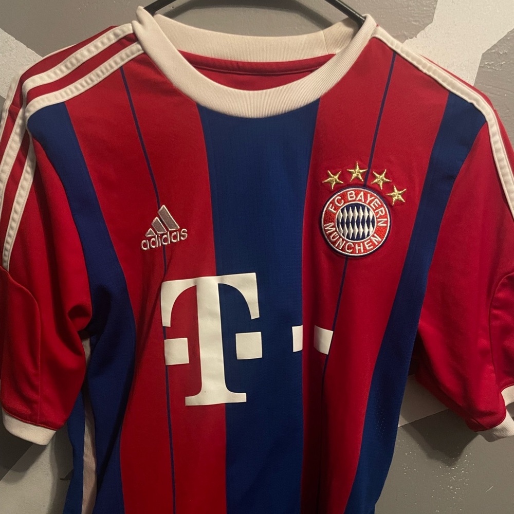 Adidas Kids Bayern Munich Striped Red and Blue Jersey